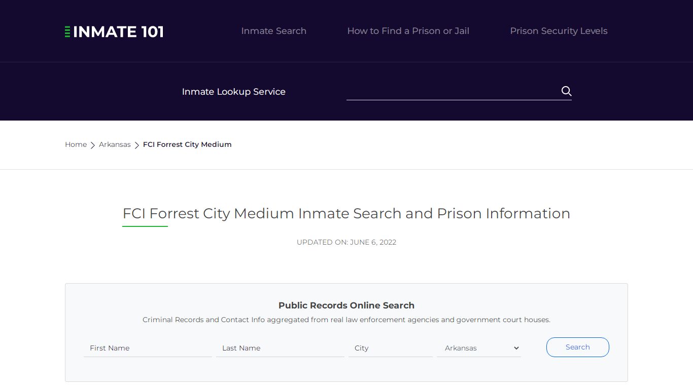 FCI Forrest City Medium Inmate Search | Lookup | Roster